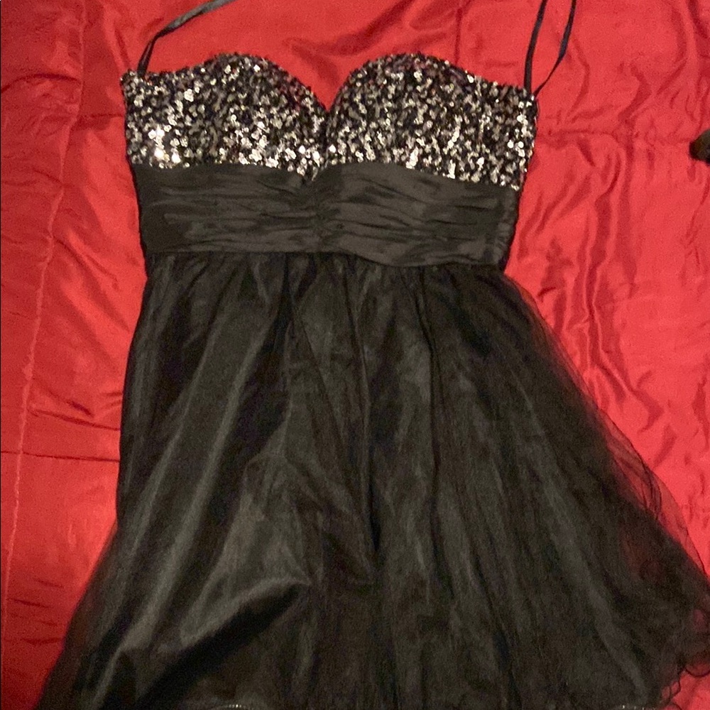 Dancing Queen Black and Silver Sequin Dress